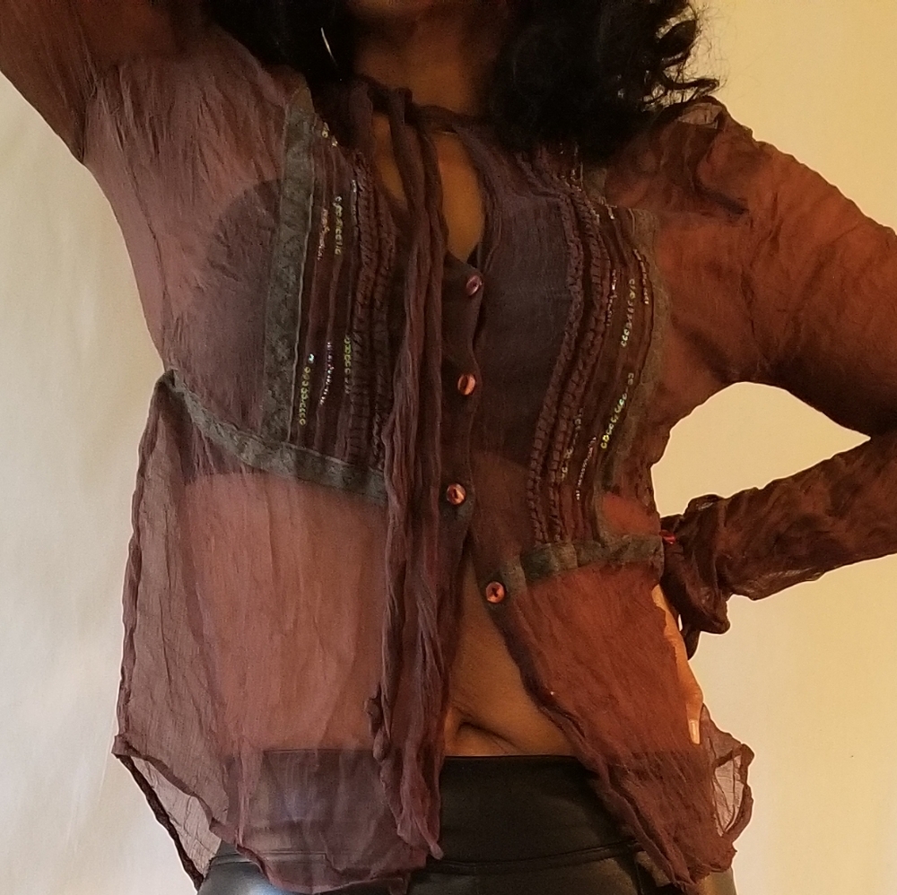 Brown sheer shirt